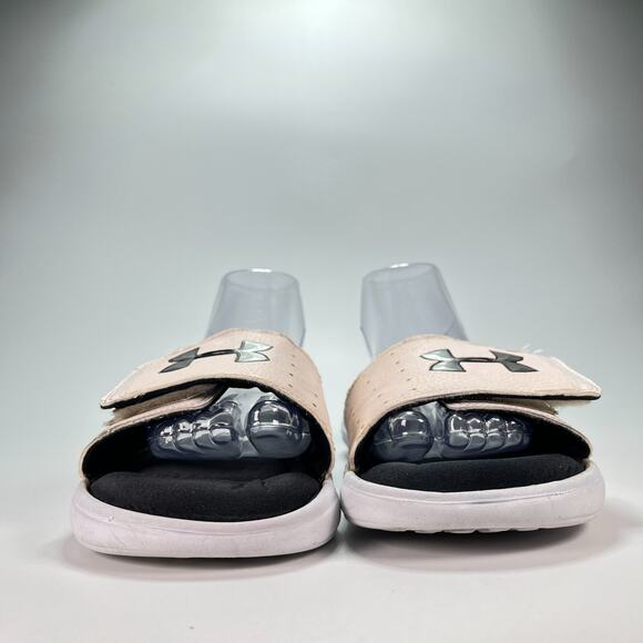 Under Armour Ignite VI White Black Adjustable Strap Slide Sandals Men's Size 10 - Picture 2 of 9